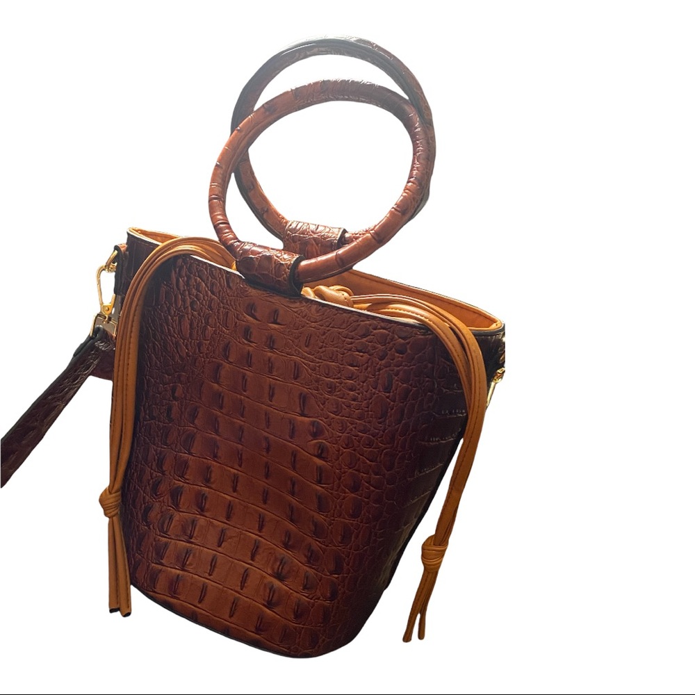 Brown snake / alligator print handbag